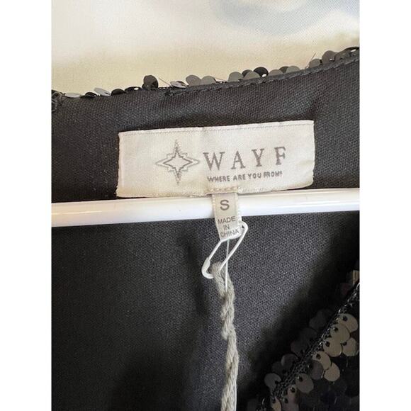 Black Sequin V-Neck Going Out Long Sleeve Top Size S WAYF - Picture 4 of 5